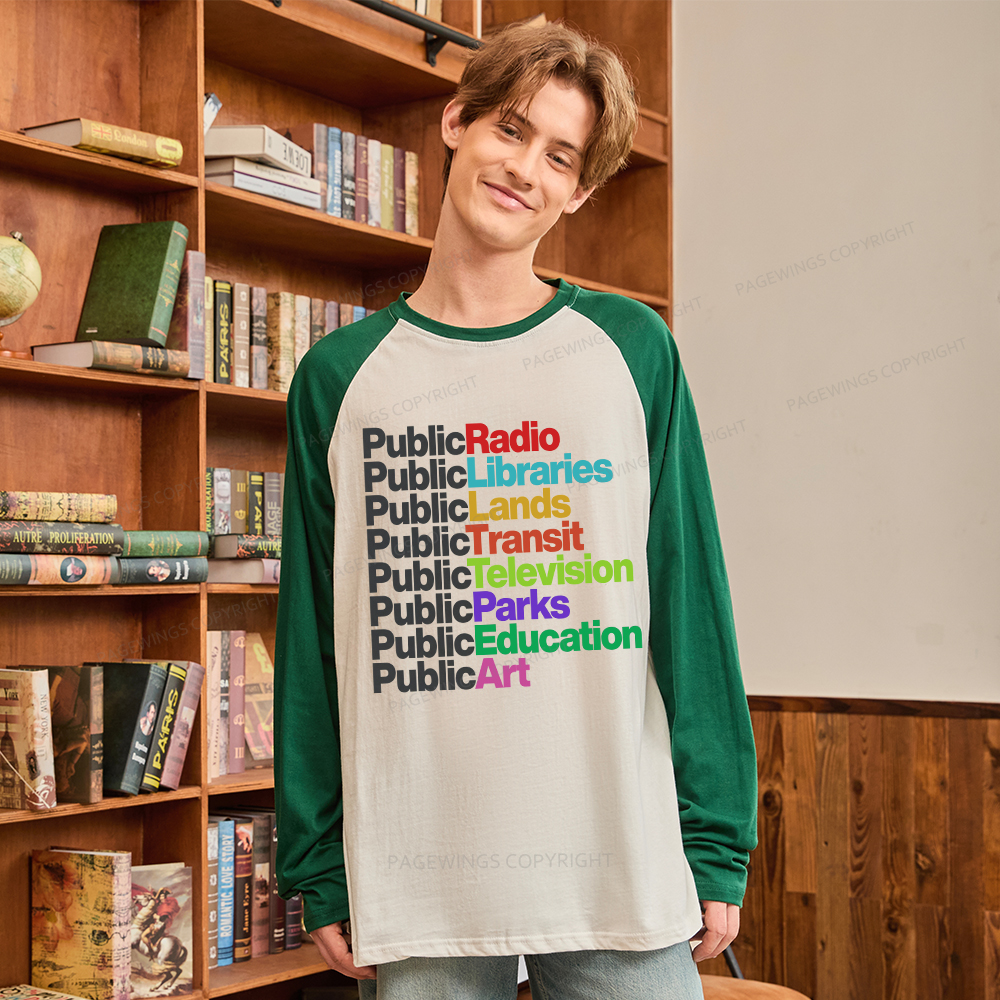]Pagewings Public Libraries Long Sleeve Raglan T-shirt