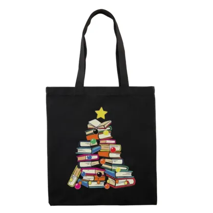 Pagewings Christmas Tree Bookworm Lovers Gift Tote Bag