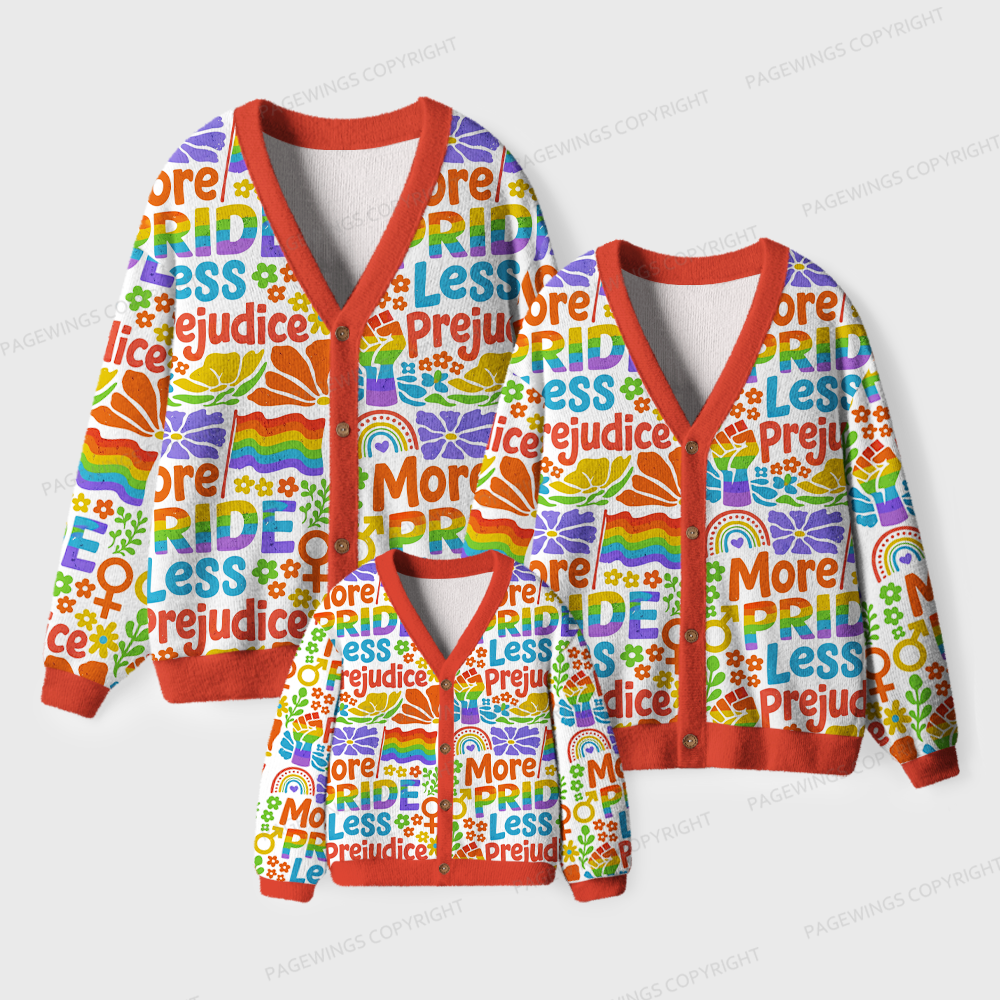 Pagewings More Pride Less Prejudice Rainbow Light Knit Unisex Cardigan Sweaters