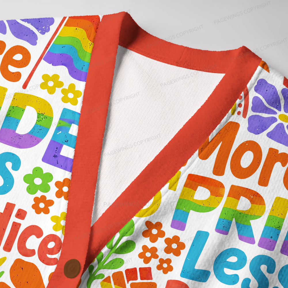Pagewings More Pride Less Prejudice Rainbow Light Knit Unisex Cardigan Sweaters