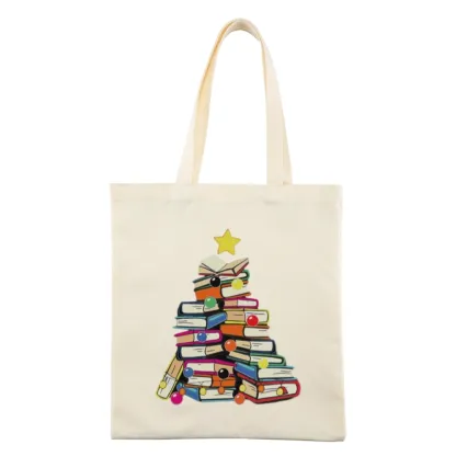 Pagewings Christmas Tree Bookworm Lovers Gift Tote Bag