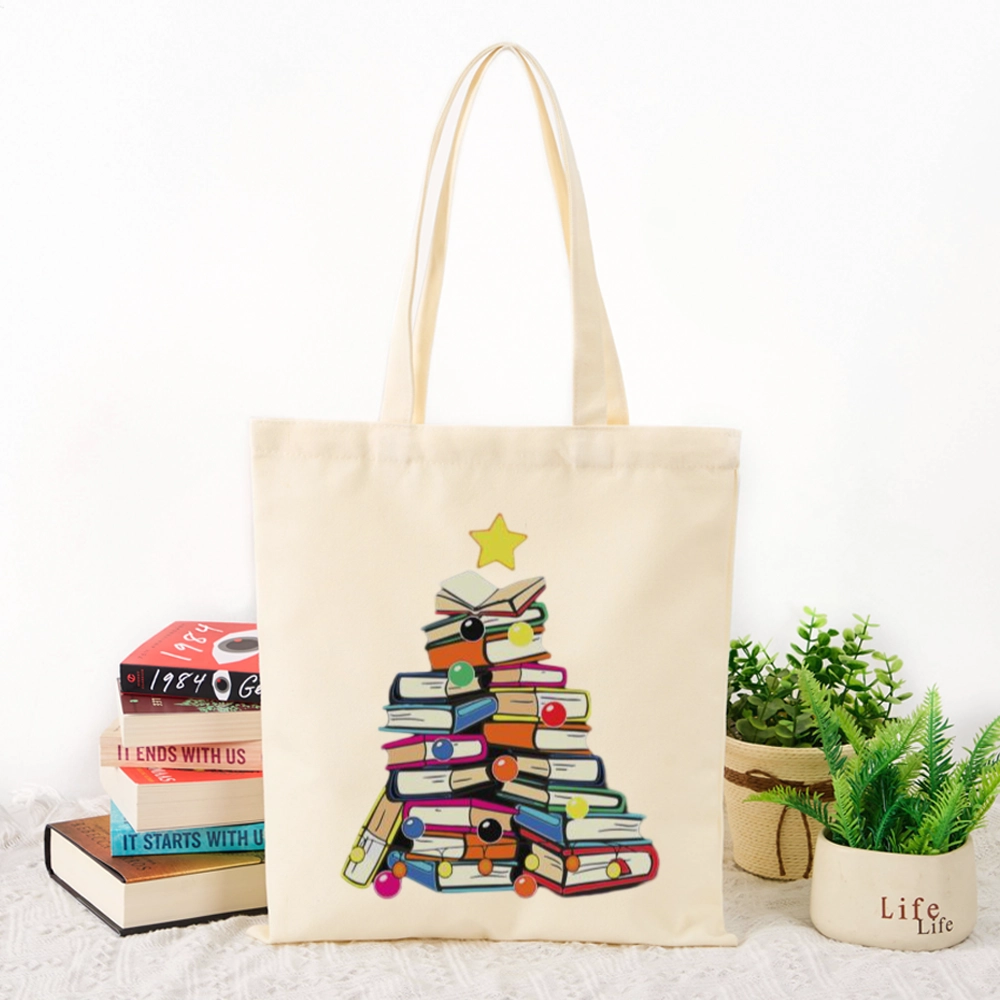 Pagewings Christmas Tree Bookworm Lovers Gift Tote Bag
