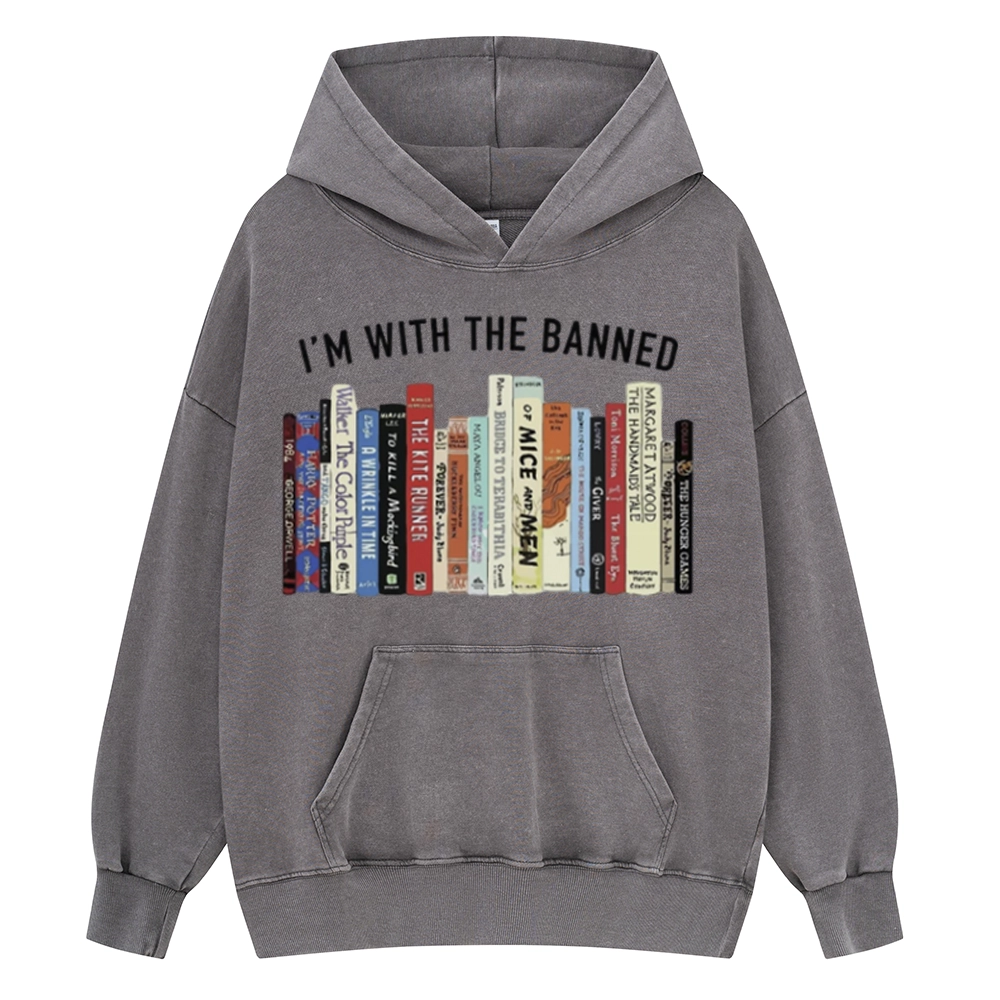 Pagewings I'm With The Banned Reading Unisex Washed Hoodie