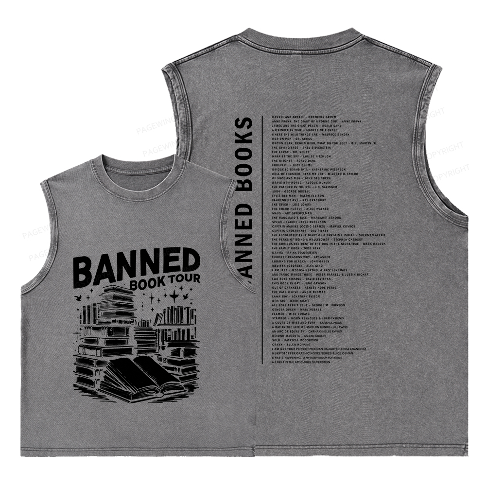 Pagewings Banned Books Tour Unisex Washed Tank Top