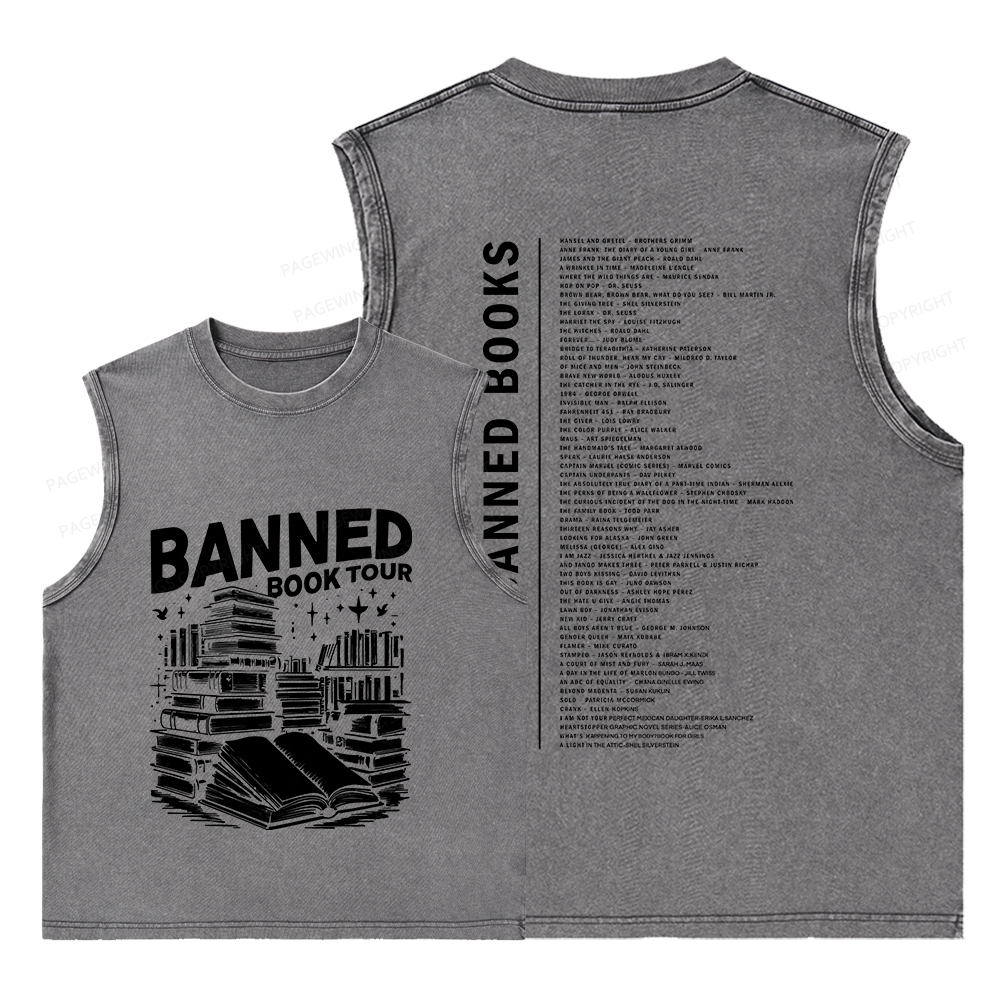 Pagewings Banned Books Tour Unisex Washed Tank Top