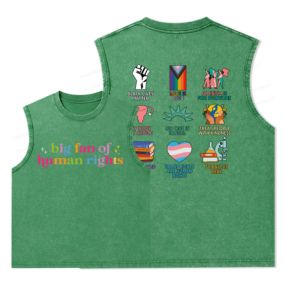 Pagewings Big Fan Of Human Rights Unisex Washed Tank Top