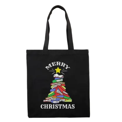 Pagewings Merry Christmas Book Tree Lovers Gift Tote Bag