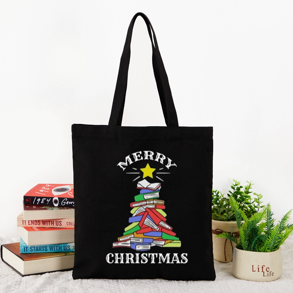 Pagewings Merry Christmas Book Tree Lovers Gift Tote Bag