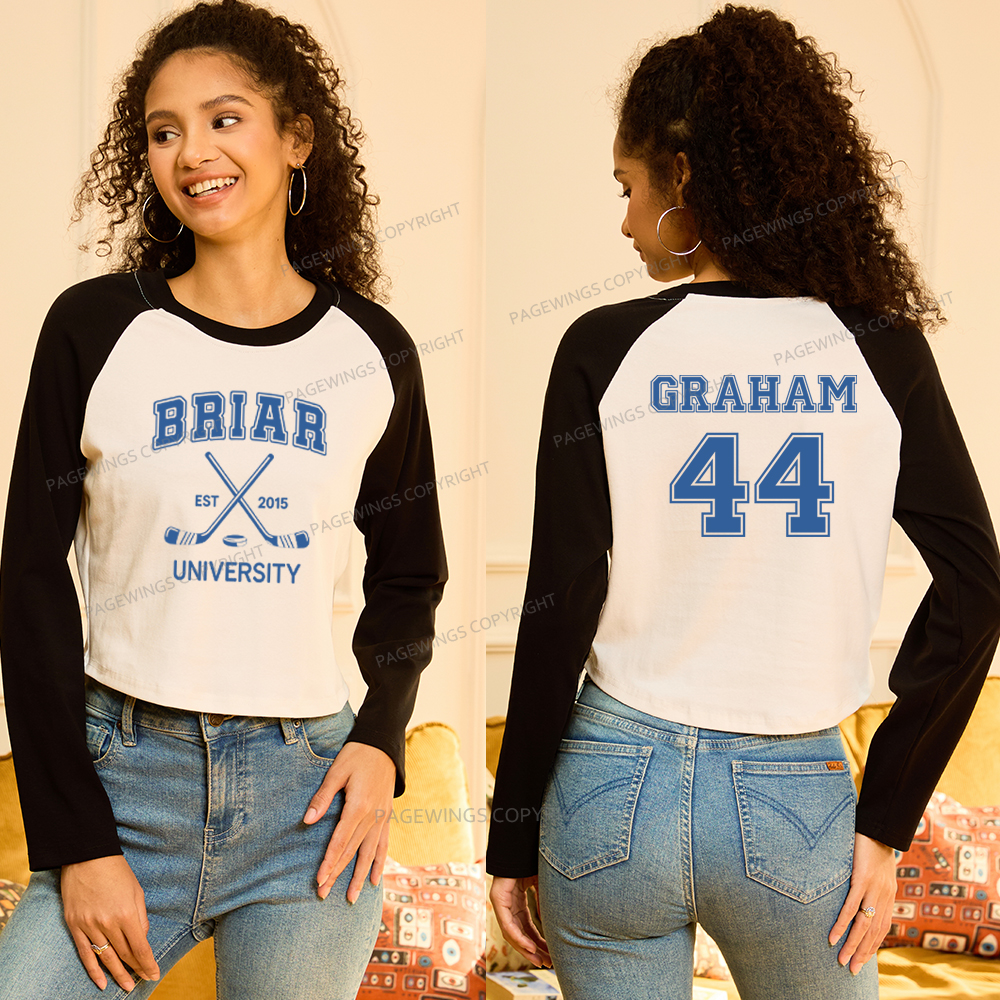 Pagewings Hockey Romance Women Long Sleeve Crop Raglan T-shirt