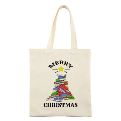 Pagewings Merry Christmas Book Tree Lovers Gift Tote Bag
