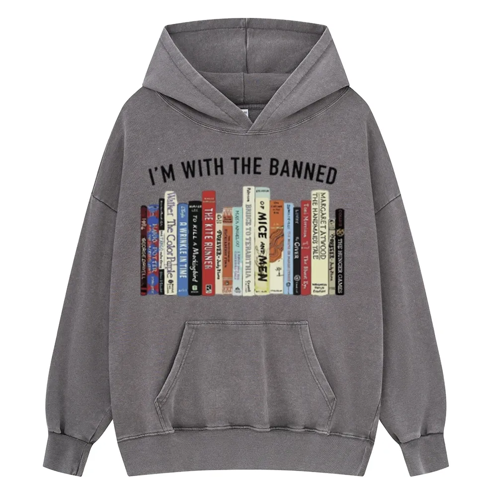 Pagewings I'm With The Banned Reading Unisex Washed Hoodie