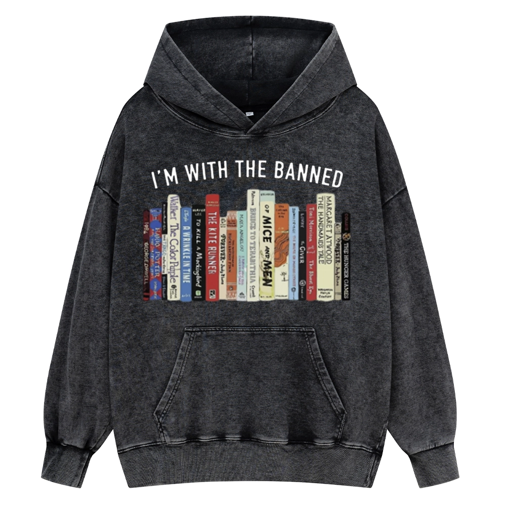 Pagewings I'm With The Banned Reading Unisex Washed Hoodie