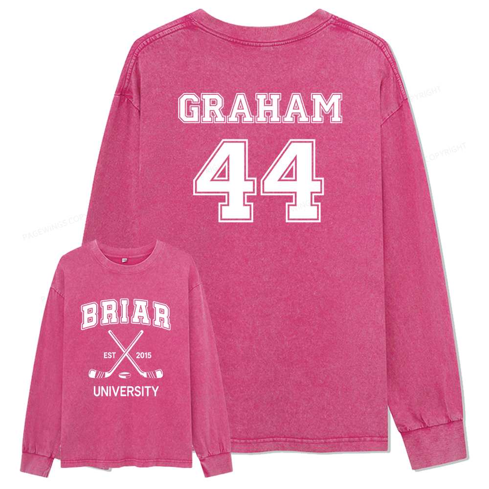 Pagewings Hockey Romance Unisex Washed Long Sleeve T-shirt 