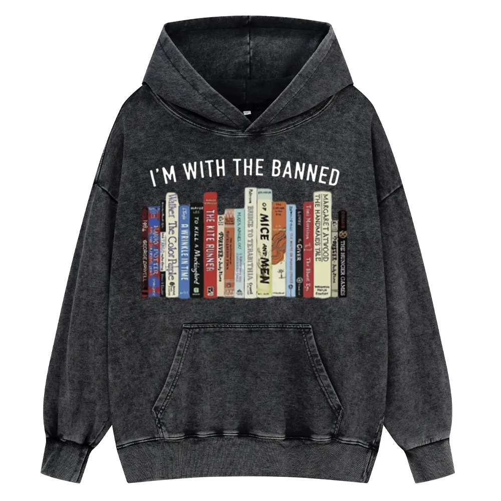 Pagewings I'm With The Banned Reading Unisex Washed Hoodie