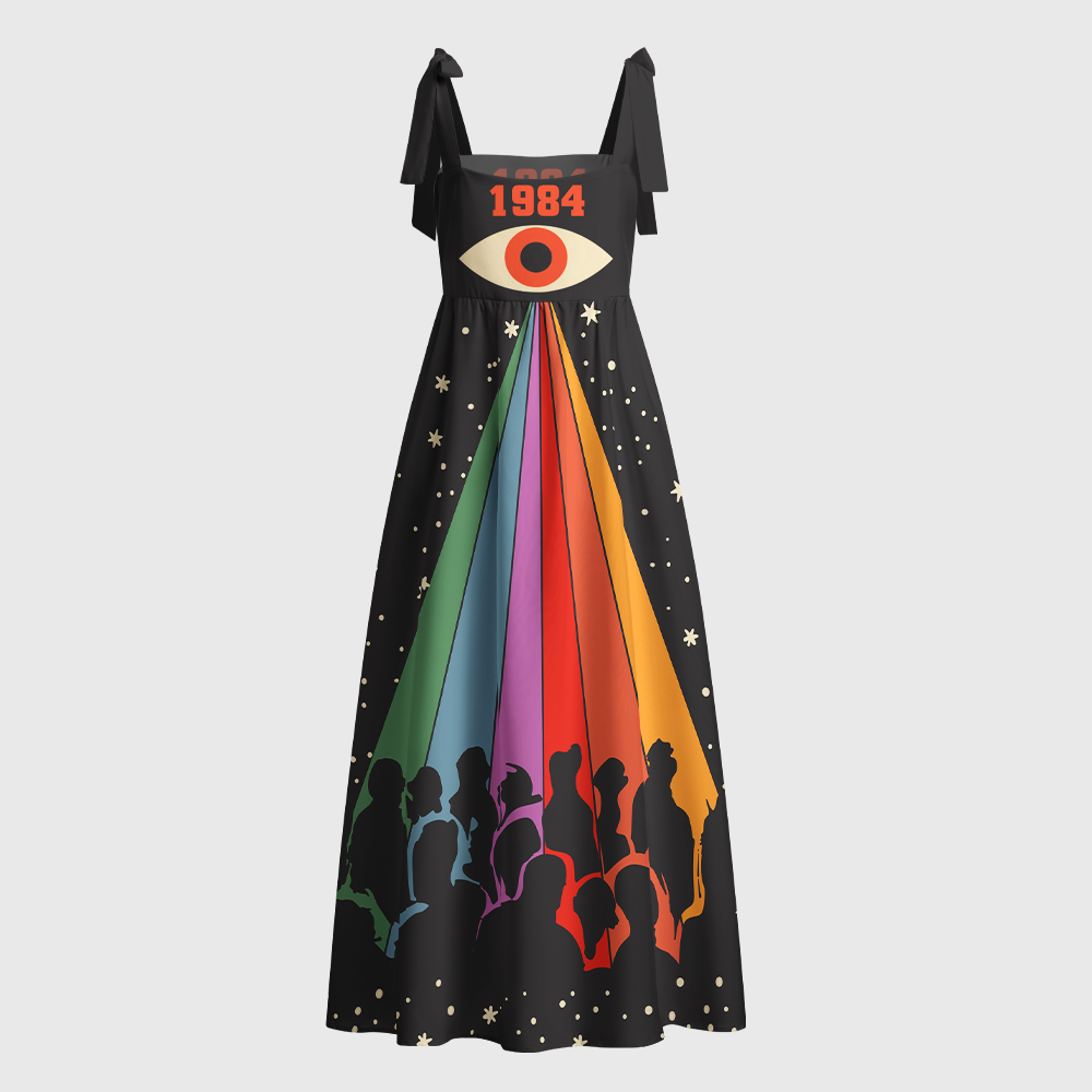 Pagewings Big Brother Eye Rainbow Tie Shoulder Maxi Dress