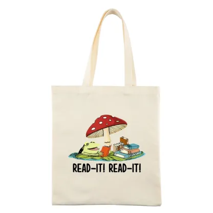 Pagewings Mushroom Read it Book Lovers Gift Tote Bag