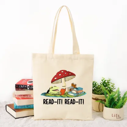 Pagewings Mushroom Read it Book Lovers Gift Tote Bag