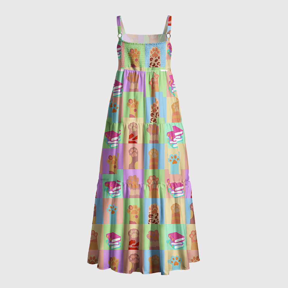 Pagewings Cat Paws And Books  Maxi Dress