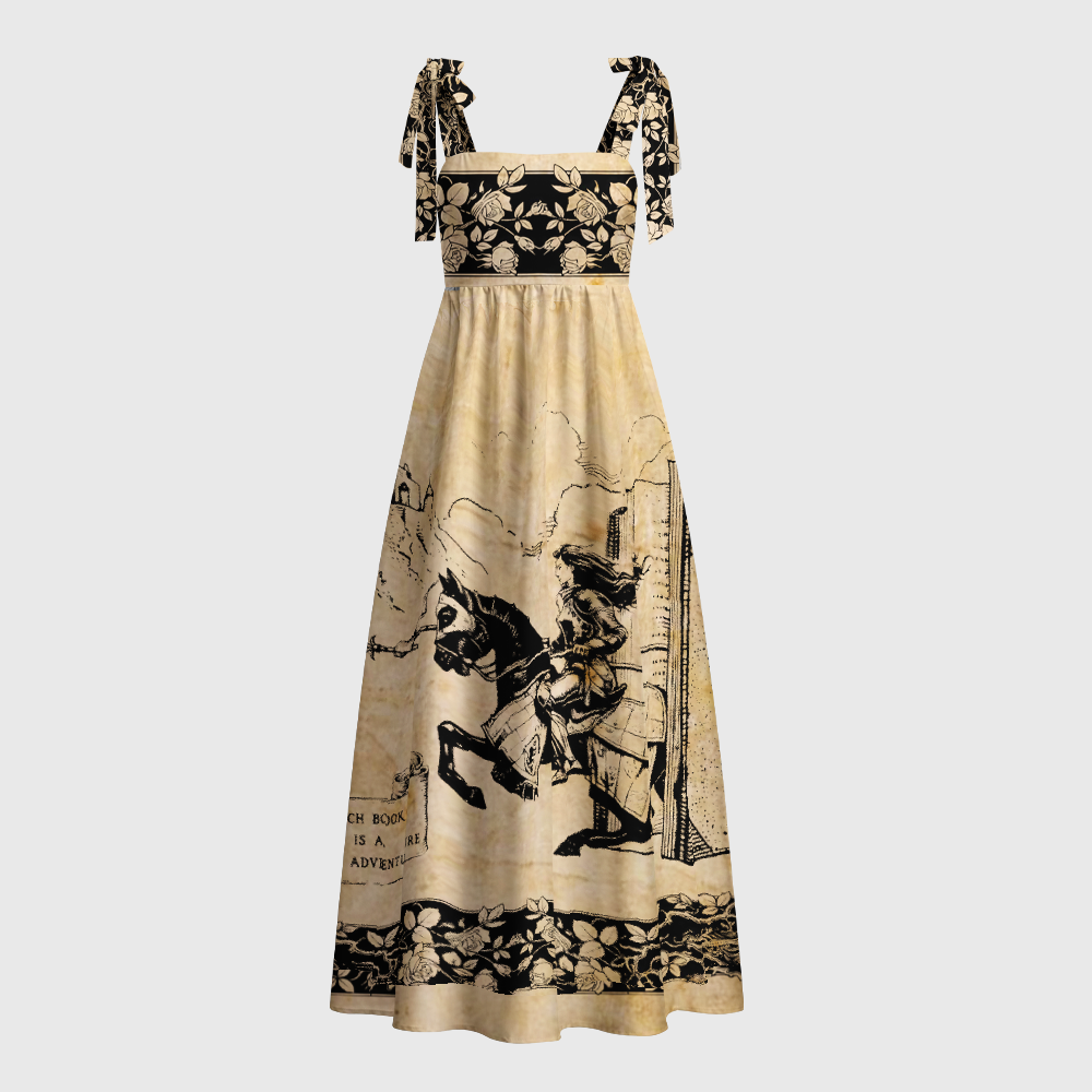 Pagewings Vintage Riding Tie Shoulder Maxi Dress
