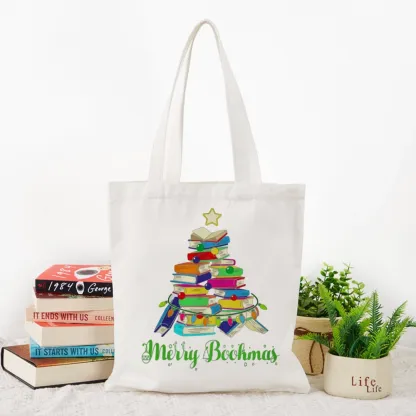 Pagewings Book Christmas Tree Lovers Gift Tote Bag