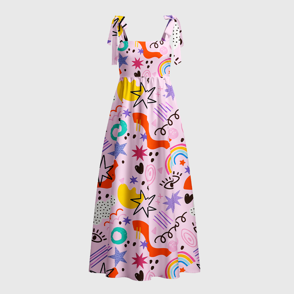 Pagewings Rainbow Magic Tie Shoulder Maxi Dress
