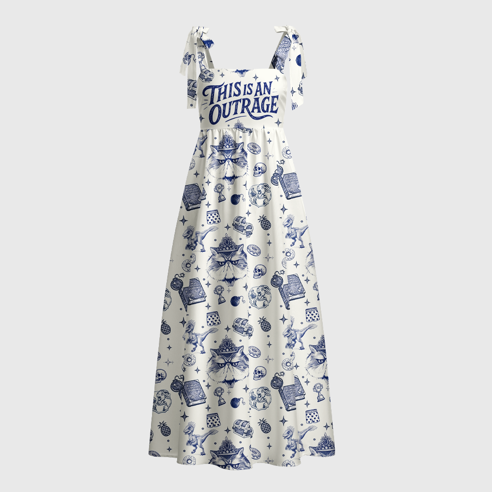 Pagewings Sci‑Fi Lovers Tie Shoulder Maxi Dress