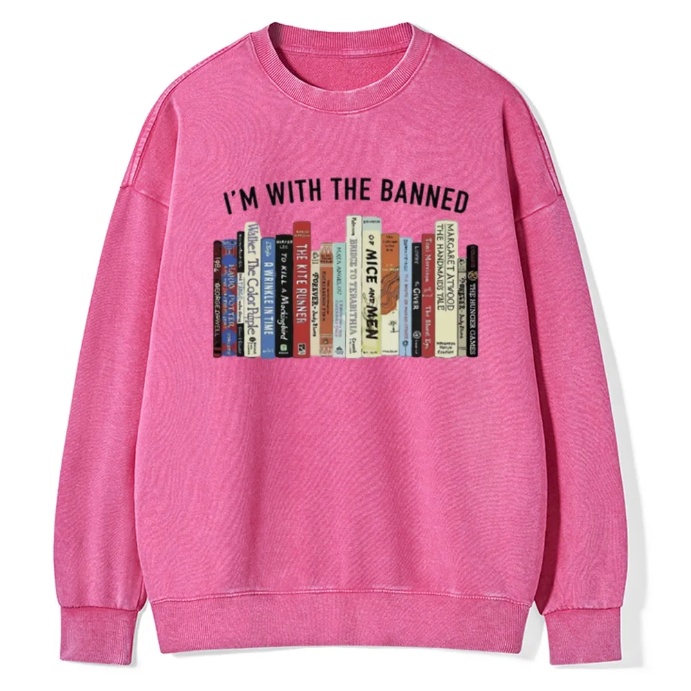 Pagewings I'm With The Banned Reading Unisex Washed Sweatshirt