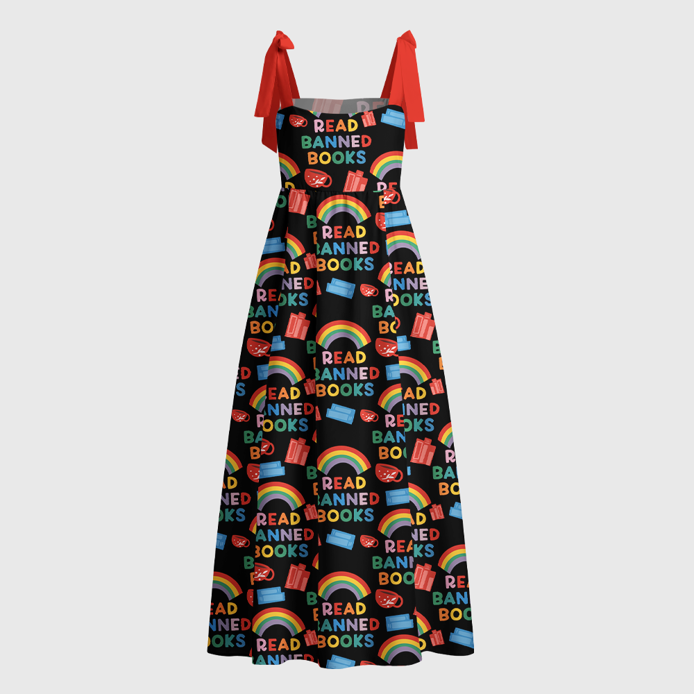 Pagewings Read Banned Books Tie Shoulder Maxi Dress