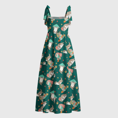 Pagewings Otters Love Reading Tie Shoulder Maxi Dress