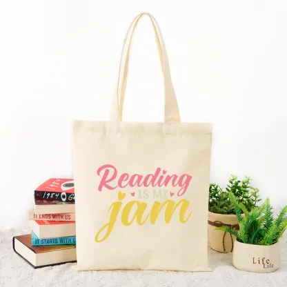Pagewings Reading is My Jam Lovers Gift Tote Bag