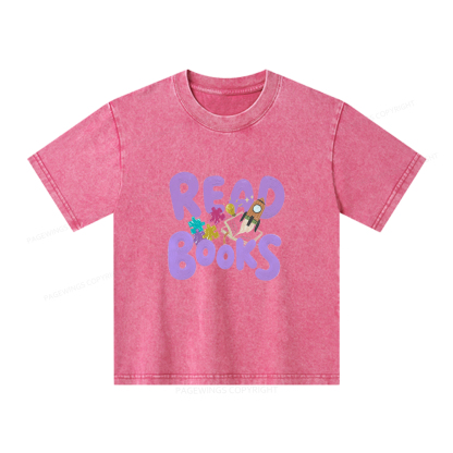 Pagewings Read Books Unisex Kids Washed T-shirt