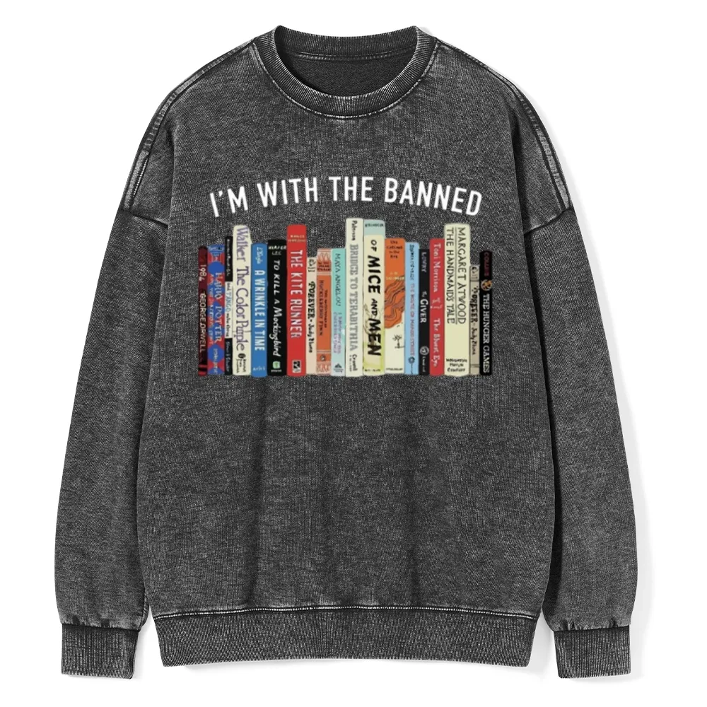 Pagewings I'm With The Banned Reading Unisex Washed Sweatshirt