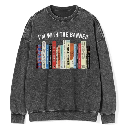Pagewings I'm With The Banned Reading Unisex Washed Sweatshirt