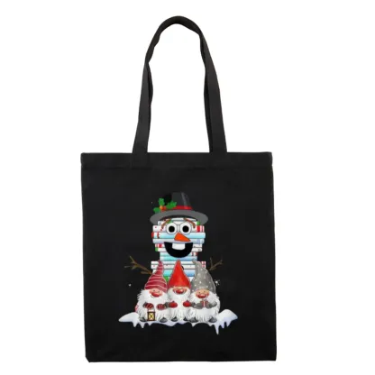 Pagewings Snowman Book Christmas Stack Gnome Librarian Book Gift Tote Bag