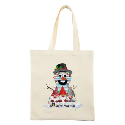 Pagewings Snowman Book Christmas Stack Gnome Librarian Book Gift Tote Bag