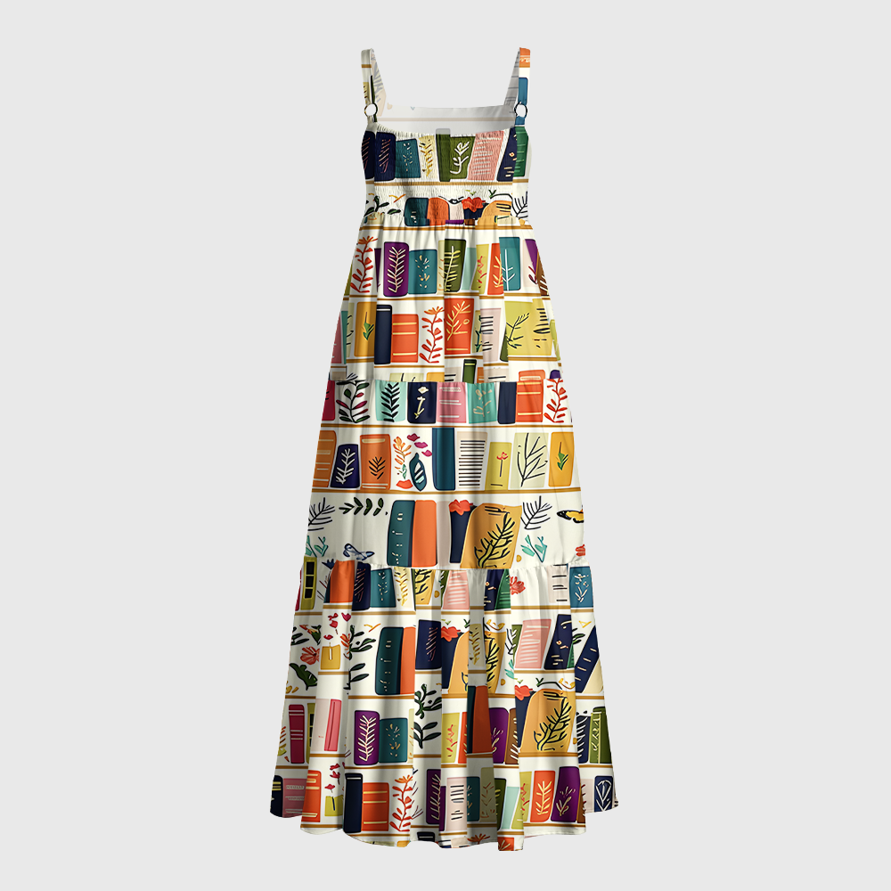 Pagewings Square Neck Bookish Floral Maxi Dress