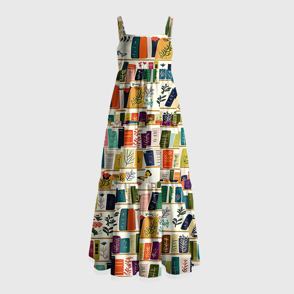 Pagewings Square Neck Bookish Floral Maxi Dress