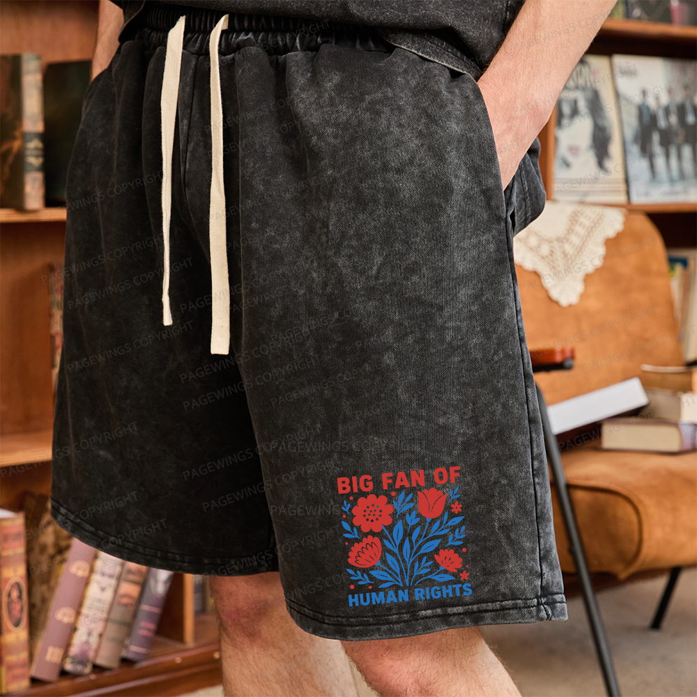Pagewings Big Fan Of Human Rights Unisex Washed Shorts
