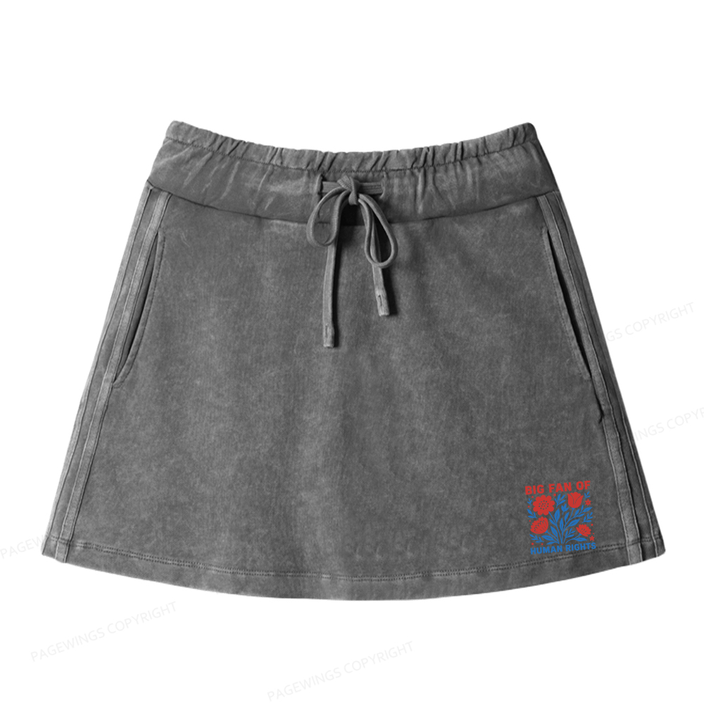 Pagewings Big Fan Of Human Rights Women Drawstring Washed Mini Skirts
