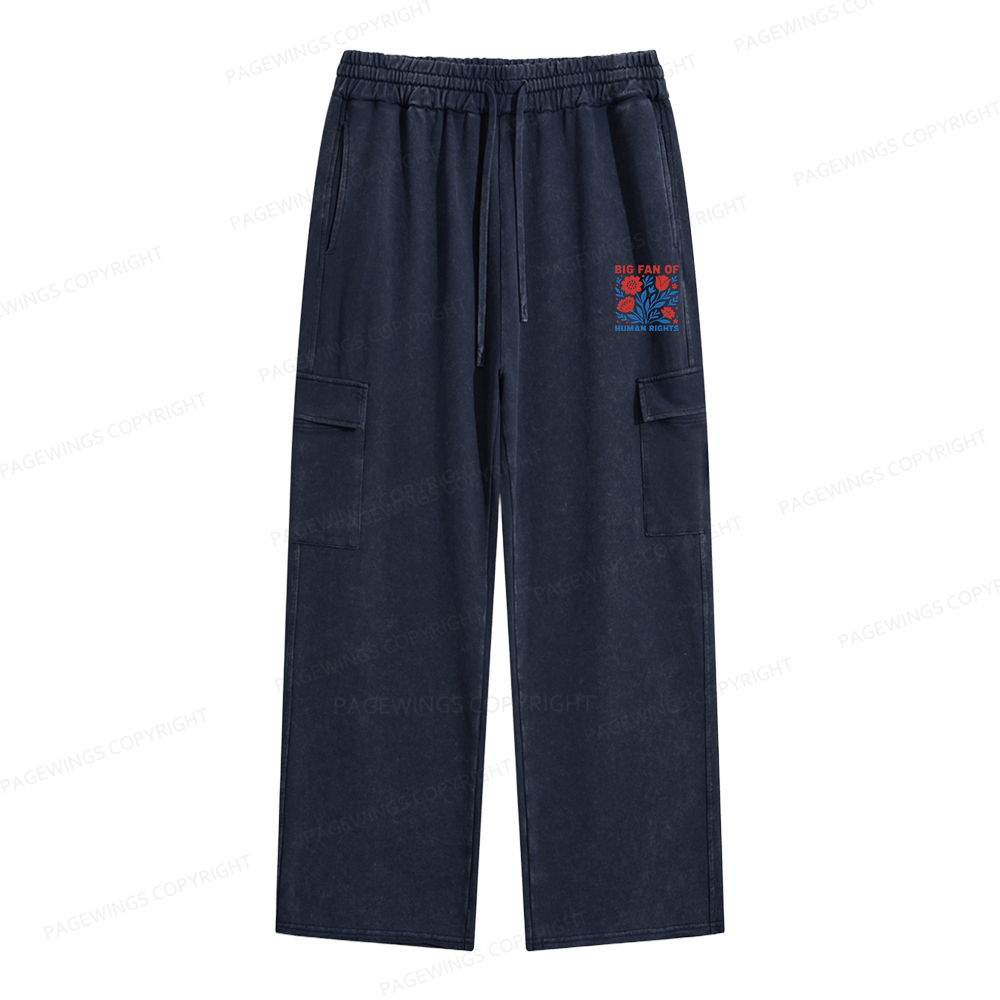 Pagewings Big Fan Of Human Rights Unisex Washed Cargo Sweatpants