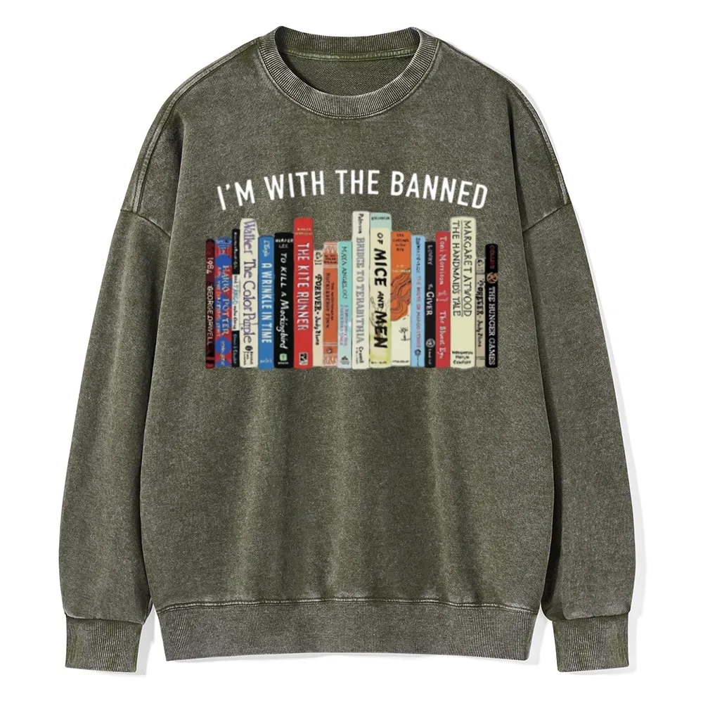 Pagewings I'm With The Banned Reading Unisex Washed Sweatshirt