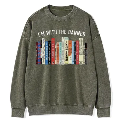 Pagewings I'm With The Banned Reading Unisex Washed Sweatshirt