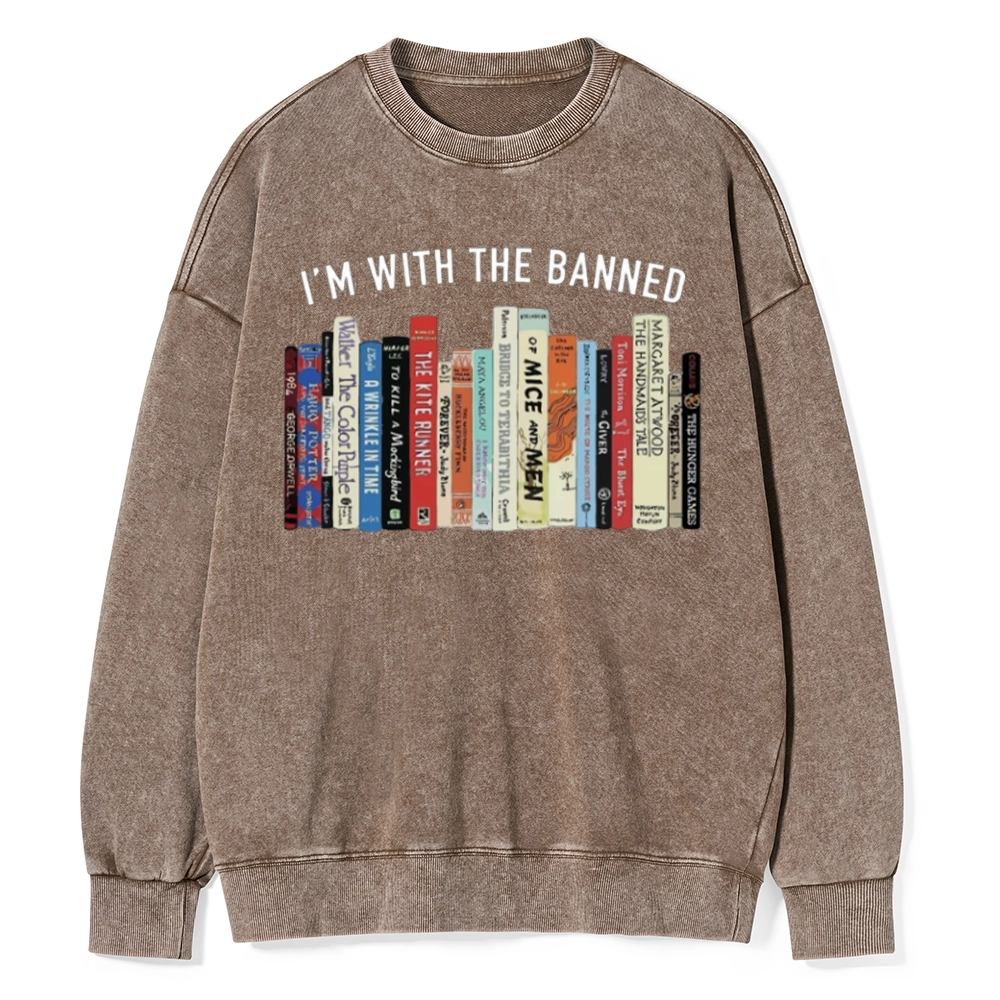 Pagewings I'm With The Banned Reading Unisex Washed Sweatshirt
