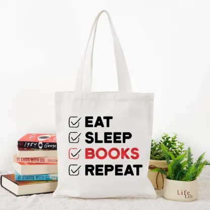 Pagewings Eat Sleep Books Repeat Lovers Gift Tote Bag