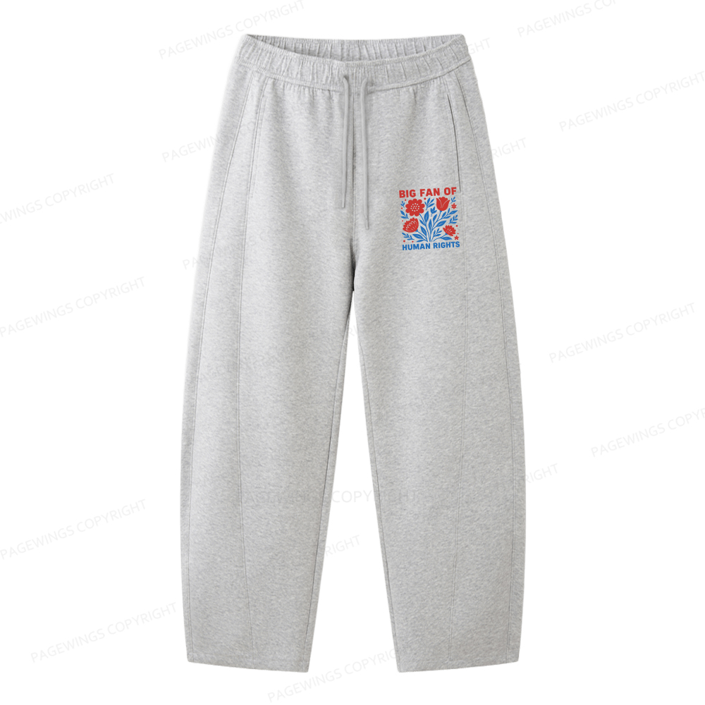 Pagewings Big Fan Of Human Rights Unisex Barrel Sweatpants