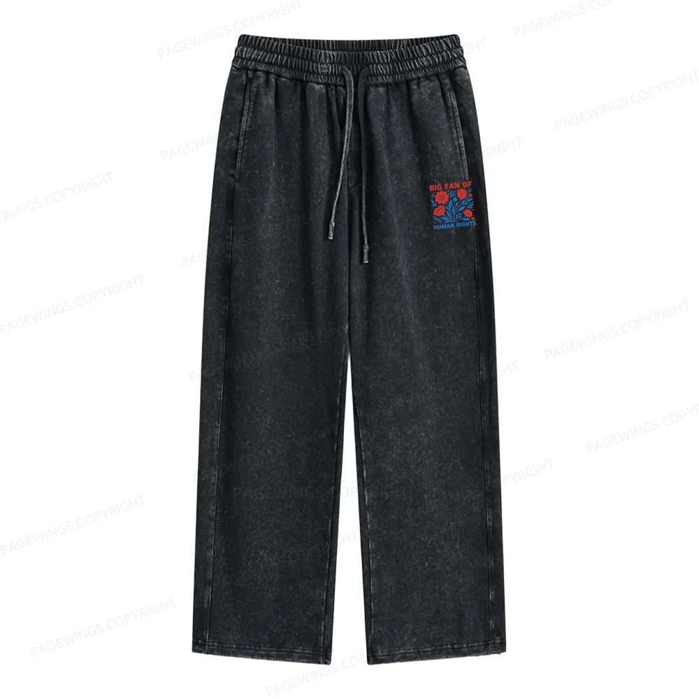 Pagewings Big Fan Of Human Rights Unisex Washed Sweatpants