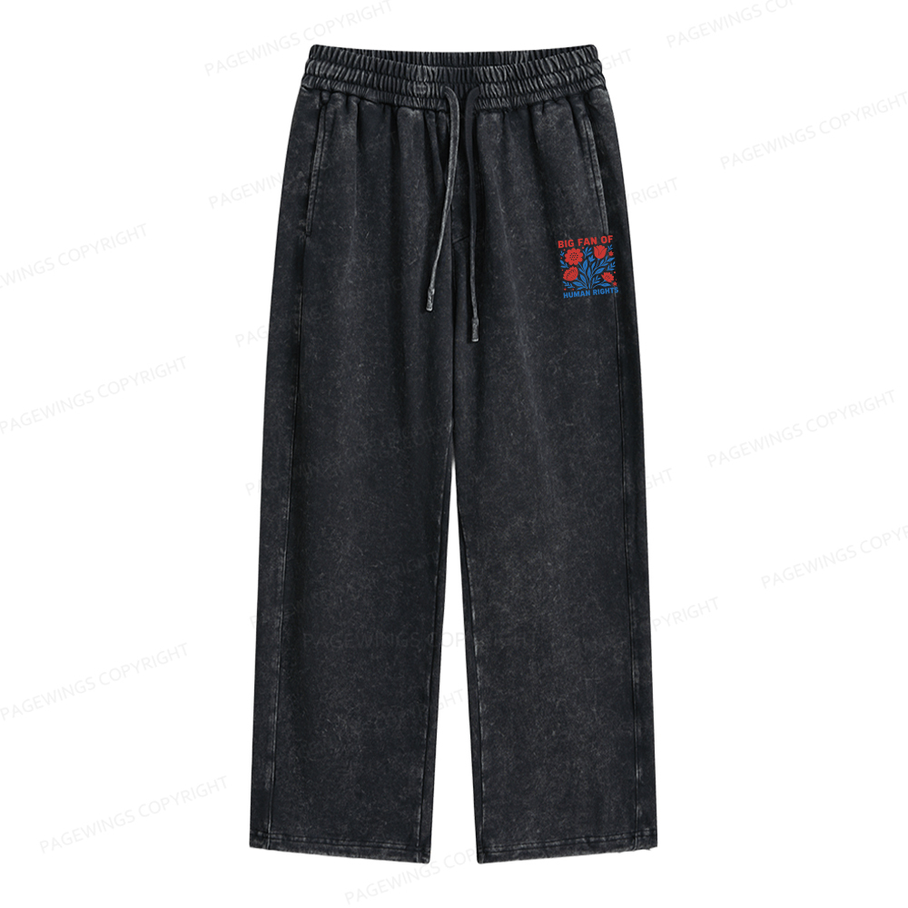 Pagewings Big Fan Of Human Rights Unisex Washed Sweatpants