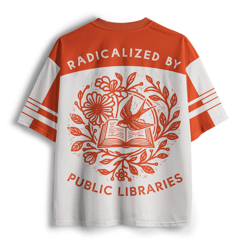 Pagewings Radicalized By Public Libraries Unisex Mesh Jersey