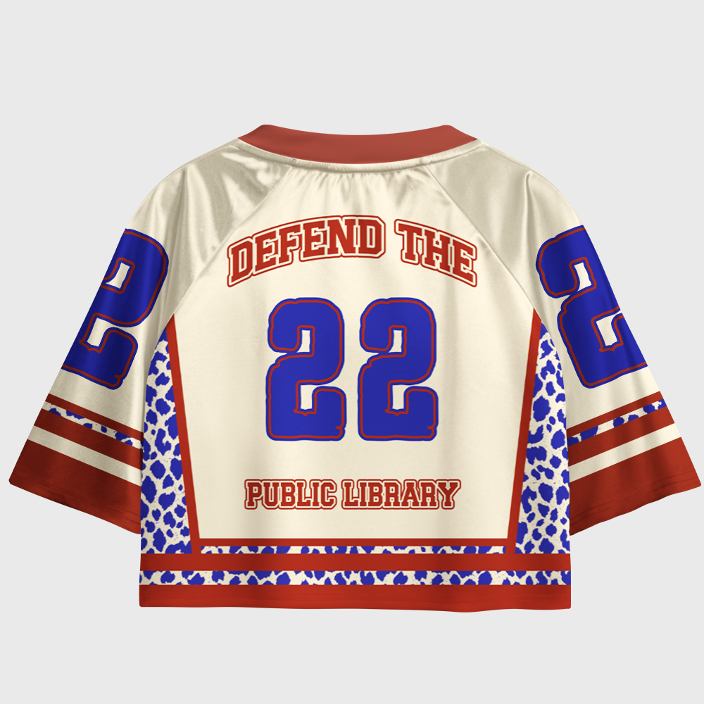 Pagewings Defend The Public Library Women's Cropped Jersey