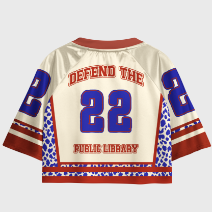 Pagewings Defend The Public Library Women's Cropped Jersey